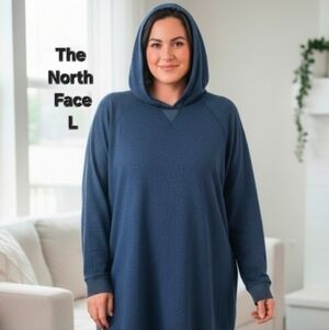 THE NORTH FACE Women's Size L Hooded Pullover Blue Cotton Blend